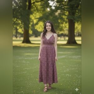 Fire Los Angeles Purple Floral Maxi Dress